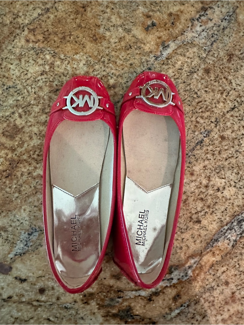 Michael Kors Red Patent Leather MK Logo Ballet Flats